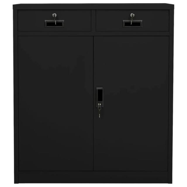 Berkfield Home Office Cabinet Black 90x40x102 cm Steel - Size: 90 x 40 x 102 cm - image 1
