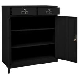 Berkfield Home Office Cabinet Black 90x40x102 cm Steel - Size: 90 x 40 x 102 cm - thumbnail 5