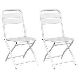 Berkfield Home Folding Garden Chairs 2 pcs White Steel - thumbnail 1