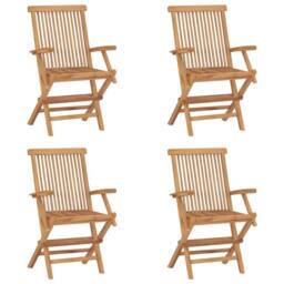 Berkfield Home Elegant Folding Garden Chairs 4 pcs Solid Teak Wood in Brown - thumbnail 2