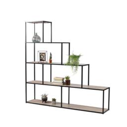 CALICOSY 5-Tier Staircase Design Bookshelf - W160 X H157 Cm - Colorado in Black - thumbnail 4