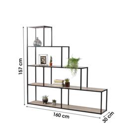 CALICOSY 5-Tier Staircase Design Bookshelf - W160 X H157 Cm - Colorado in Black - thumbnail 3