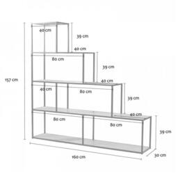 CALICOSY 5-Tier Staircase Design Bookshelf - W160 X H157 Cm - Colorado in Black - thumbnail 5
