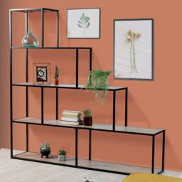 CALICOSY 5-Tier Staircase Design Bookshelf - W160 X H157 Cm - Colorado in Black - thumbnail 2