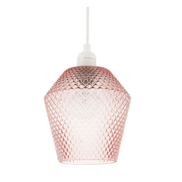 Happy Homewares Modern & Compact Diamond Design Glass Pendant Light Shade in Pink - image 1