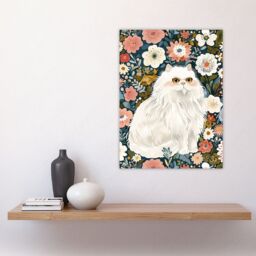 "Artery8 Elegant Persian Cat Lover Flower Garden Portrait Wall Art Print - Size: W18"" x H24""" - thumbnail 4
