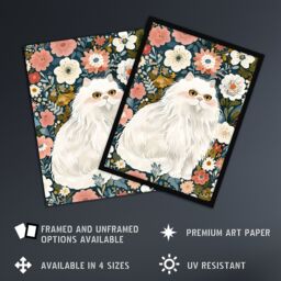 "Artery8 Elegant Persian Cat Lover Flower Garden Portrait Wall Art Print - Size: W18"" x H24""" - thumbnail 2