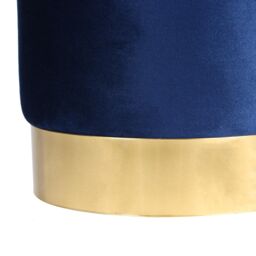 Harbour Housewares Velvet Round Pouffe Footrest Ottoman Stools - 29 x 36cm - Pack of 2 in Blue - Size: 29 x 36 cm - thumbnail 6