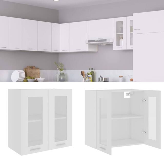 Berkfield Home Hanging Glass Cabinet White 60x31x60 cm Engineered Wood - Size: 60 x 31 x 60 cm - image 1