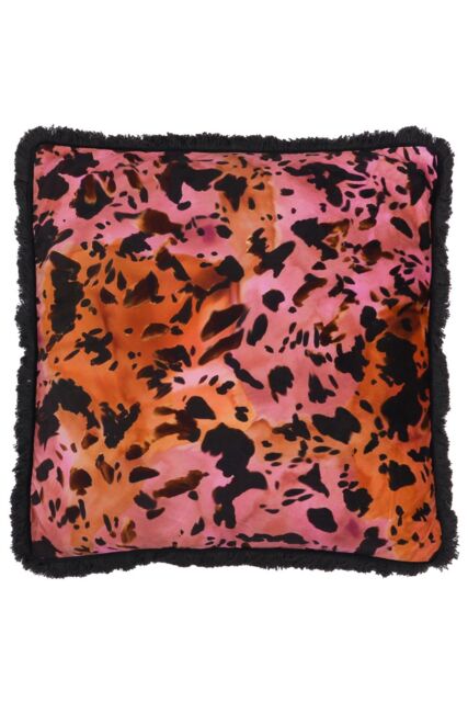 Paoletti Colette Animal Satin Fringed Polyester Filled Cushion - Size: 45 cm x 45 cm - image 1