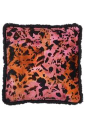 Paoletti Colette Animal Satin Fringed Polyester Filled Cushion - Size: 45 cm x 45 cm