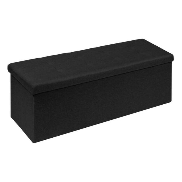 Dprodo Linen Storage Ottoman Folding Foot Rest Stool, 76cm x 38cm x 38cm in Black - Size: 76 cm x 38 cm x 38 cm - image 1