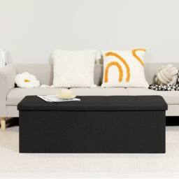 Dprodo Linen Storage Ottoman Folding Foot Rest Stool, 76cm x 38cm x 38cm in Black - Size: 76 cm x 38 cm x 38 cm - thumbnail 5