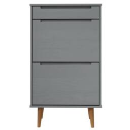 Berkfield Home Shoe Cabinet MOLDE Grey 59, 5x35x103 cm Solid Wood Pine - Size: 5 x 35 x 103 cm - thumbnail 4