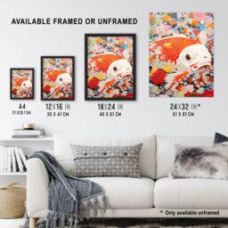 Artery8 A Fish Out Of Water Superflat Japan Koi Carp Floral Modern Artwork Large Wall Unframed Art Poster Print Thick Paper 18X24 Inch - thumbnail 3