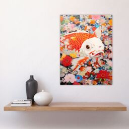 Artery8 A Fish Out Of Water Superflat Japan Koi Carp Floral Modern Artwork Large Wall Unframed Art Poster Print Thick Paper 18X24 Inch - thumbnail 4