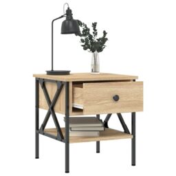 Berkfield Home Bedside Table Sonoma Oak 40x42x45 cm Engineered Wood in Brown - Size: 40 x 42 x 45 cm - thumbnail 4