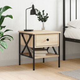 Berkfield Home Bedside Table Sonoma Oak 40x42x45 cm Engineered Wood in Brown - Size: 40 x 42 x 45 cm - thumbnail 1