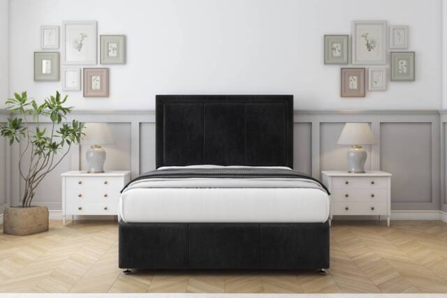 "Comfort Beds Savoy Naples Divan Set 4 Drawers-54"" Headboard-Footboard in Black - Size: King" - image 1