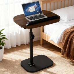 Nordara black walnut Adjustable C-Shaped Sofa Side End Table - Size: 0.6m2 - thumbnail 4