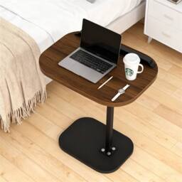 Nordara black walnut Adjustable C-Shaped Sofa Side End Table - Size: 0.6m2 - thumbnail 3