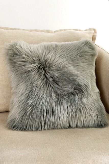 Living and Home 45*45cm Fluffy Faux Wool Grey Cushion Cover - image 1