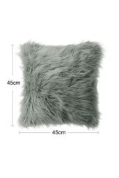 Living and Home 45*45cm Fluffy Faux Wool Grey Cushion Cover - thumbnail 3