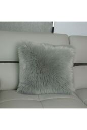 Living and Home 45*45cm Fluffy Faux Wool Grey Cushion Cover - thumbnail 6