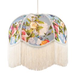 Happy Homewares Victorian Empire Lamp Shade in Sky Blue with Colourful Floral Decor - Size: 14 inches - thumbnail 2