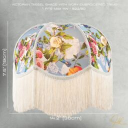 Happy Homewares Victorian Empire Lamp Shade in Sky Blue with Colourful Floral Decor - Size: 14 inches - thumbnail 7