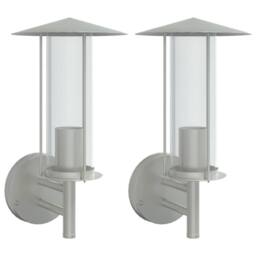 Berkfield Home Outdoor Wall Lights 2pcs Silver Stainless Steel - thumbnail 2