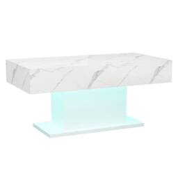 KEEPREAPER Rectangular LED Coffee Table High Gloss 16 Colors White Marble Finish - thumbnail 4