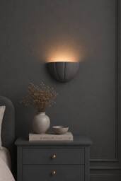 ValueLights Leonardo Scallop Curve Ceramic Flush Wall Sconce Light in Navy - thumbnail 1