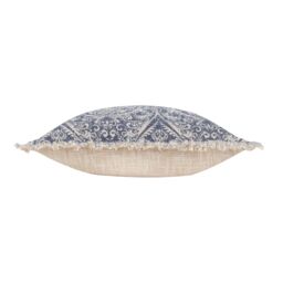 Paoletti Durelle 100% Cotton Paisley Fringed Cushion in Mid Blue - Size: 50 cm x 50 cm - thumbnail 3