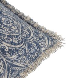 Paoletti Durelle 100% Cotton Paisley Fringed Cushion in Mid Blue - Size: 50 cm x 50 cm - thumbnail 6