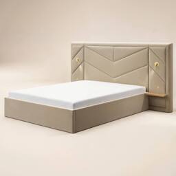 Flair Alice Hotel Ottoman Bed with USB Gold Lights Beige Velvet - Size: Double - thumbnail 5