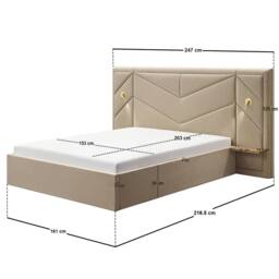Flair Alice Hotel Ottoman Bed with USB Gold Lights Beige Velvet - Size: Double - thumbnail 7