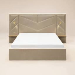 Flair Alice Hotel Ottoman Bed with USB Gold Lights Beige Velvet - Size: Double - thumbnail 6