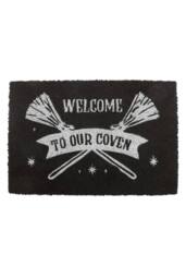 KDMD Black Coven Doormat with Silver Broomsticks - Witchy Welcome Mat - Size: Medium - thumbnail 2