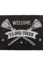 KDMD Black Coven Doormat with Silver Broomsticks - Witchy Welcome Mat - Size: Medium - thumbnail 3