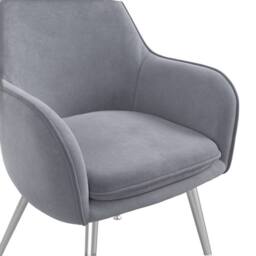 Lemon Pavilion Furniture Tara Indoor Dining Chair (Pack of 2) - Velvet/Metal L62.5xW59xH84.5cm in Grey - Size: 2 Pack - thumbnail 5