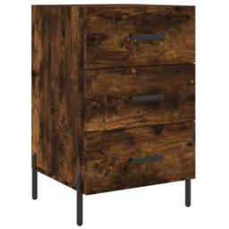 Berkfield Home Modern Bedside Cabinet Smoked Oak 40x40x66 cm Engineered Wood in Brown - Size: 40 x 40 x 66 cm - thumbnail 3