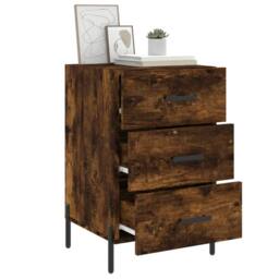 Berkfield Home Modern Bedside Cabinet Smoked Oak 40x40x66 cm Engineered Wood in Brown - Size: 40 x 40 x 66 cm - thumbnail 4