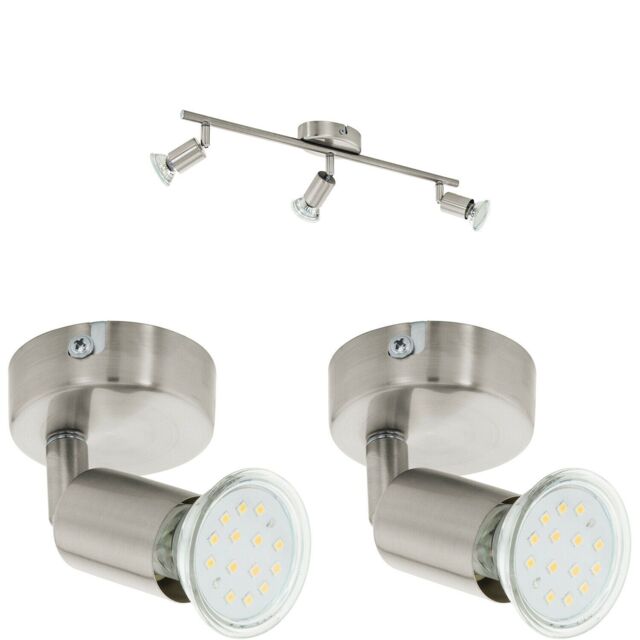 Loops Ceiling Spot Light & 2x Matching Wall Lights Satin Nickel Adjustable Kitchen in Metallics - image 1