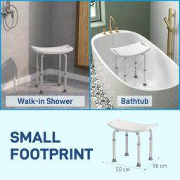 HOMCOM Aluminium Shower Stool w/ Adjustable Height Non-Slip Bath Stool White in Cream - thumbnail 6