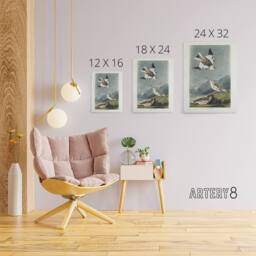 "Artery8 Birds of America Snow Bunting Audubon Nature Canvas Wall Art in Grey - Size: W18"" x H24""" - thumbnail 4