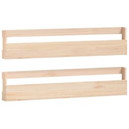 Berkfield Home Wall-mounted Shoe Racks 2 pcs 110x9x23 cm Solid Wood Pine in Brown - Size: 110 x 9 x 23 cm - thumbnail 2