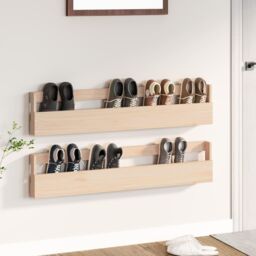 Berkfield Home Wall-mounted Shoe Racks 2 pcs 110x9x23 cm Solid Wood Pine in Brown - Size: 110 x 9 x 23 cm - thumbnail 1