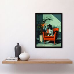 "Artery8 Wall Art Print Springer Spaniel Dog Lover Red Armchair Portrait Art Framed Poster in Black - Size: W12"" x H16""" - thumbnail 4