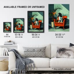 "Artery8 Wall Art Print Springer Spaniel Dog Lover Red Armchair Portrait Art Framed Poster in Black - Size: W12"" x H16""" - thumbnail 3